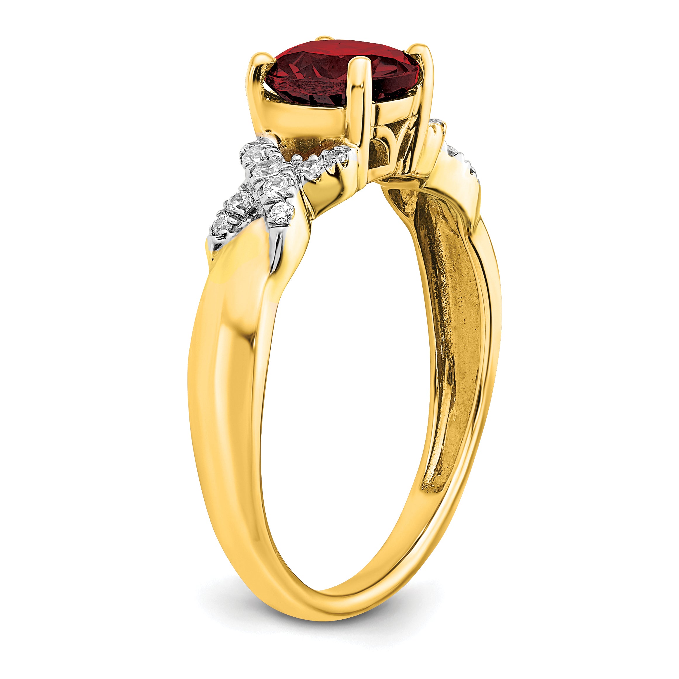 14k Two-tone Garnet and Diamond Ring