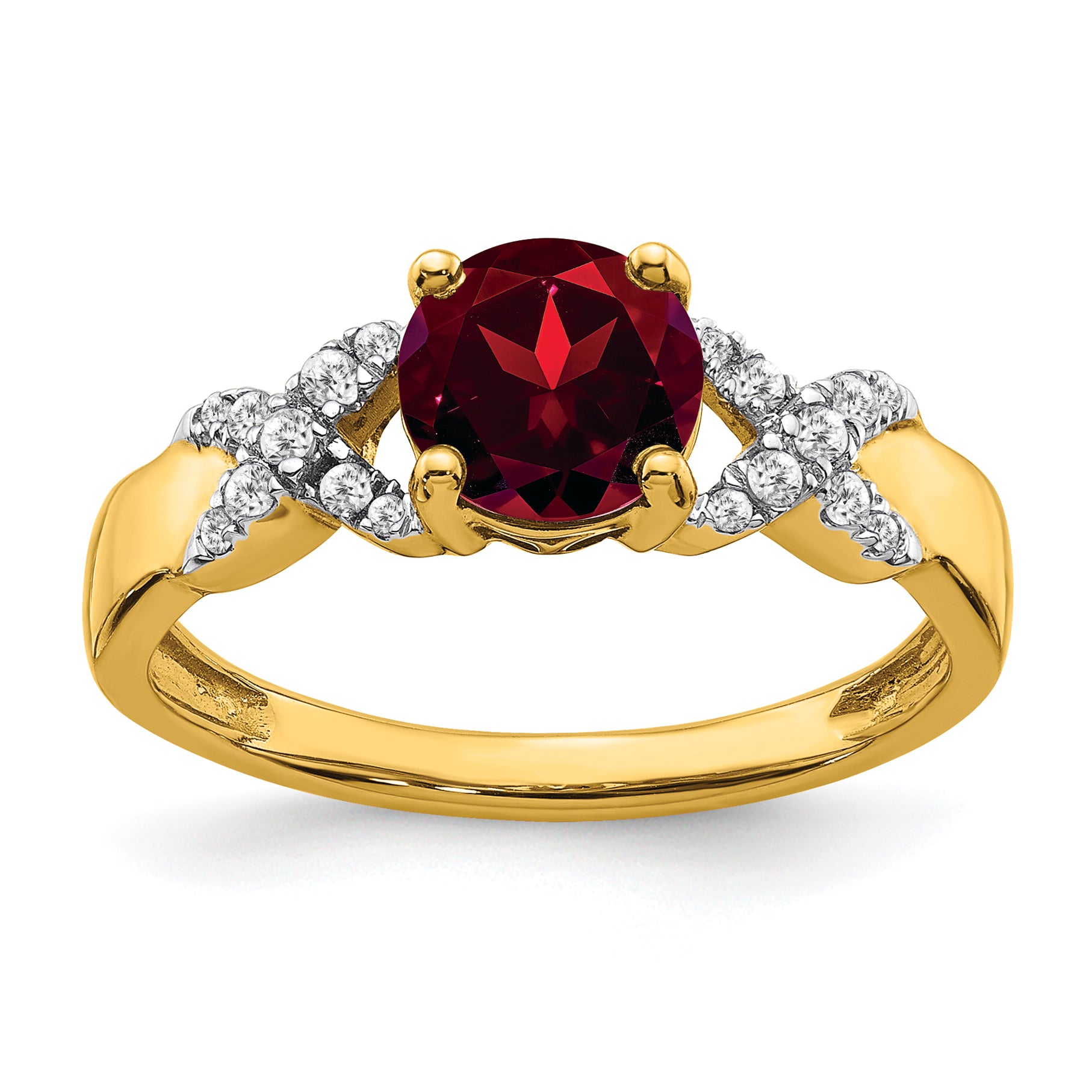 14k Two-tone Garnet and Diamond Ring Main image