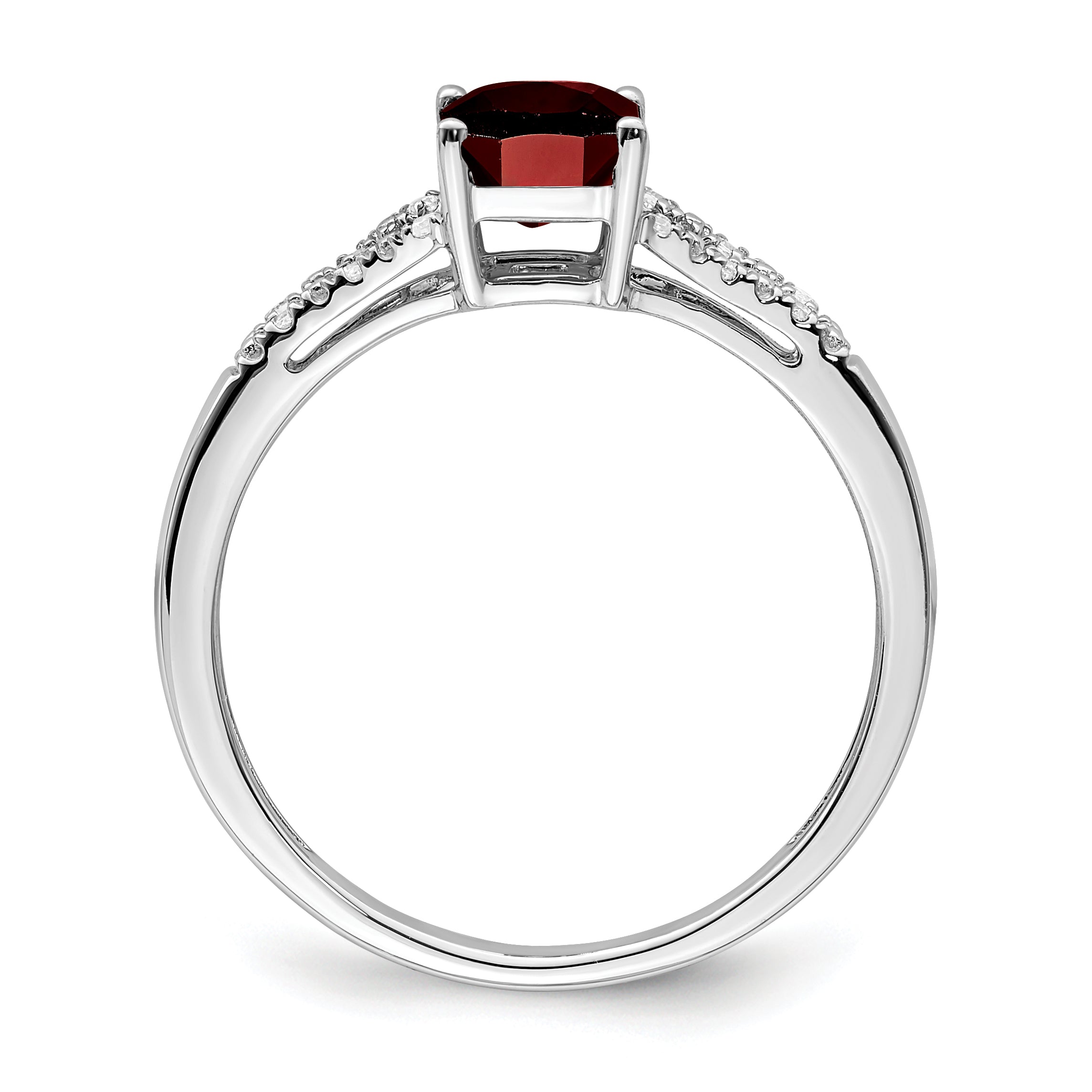 14k White Gold Emerald-cut Garnet and Diamond Ring Secondary image