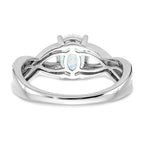  14k White Gold Created Opal and Diamond Ring