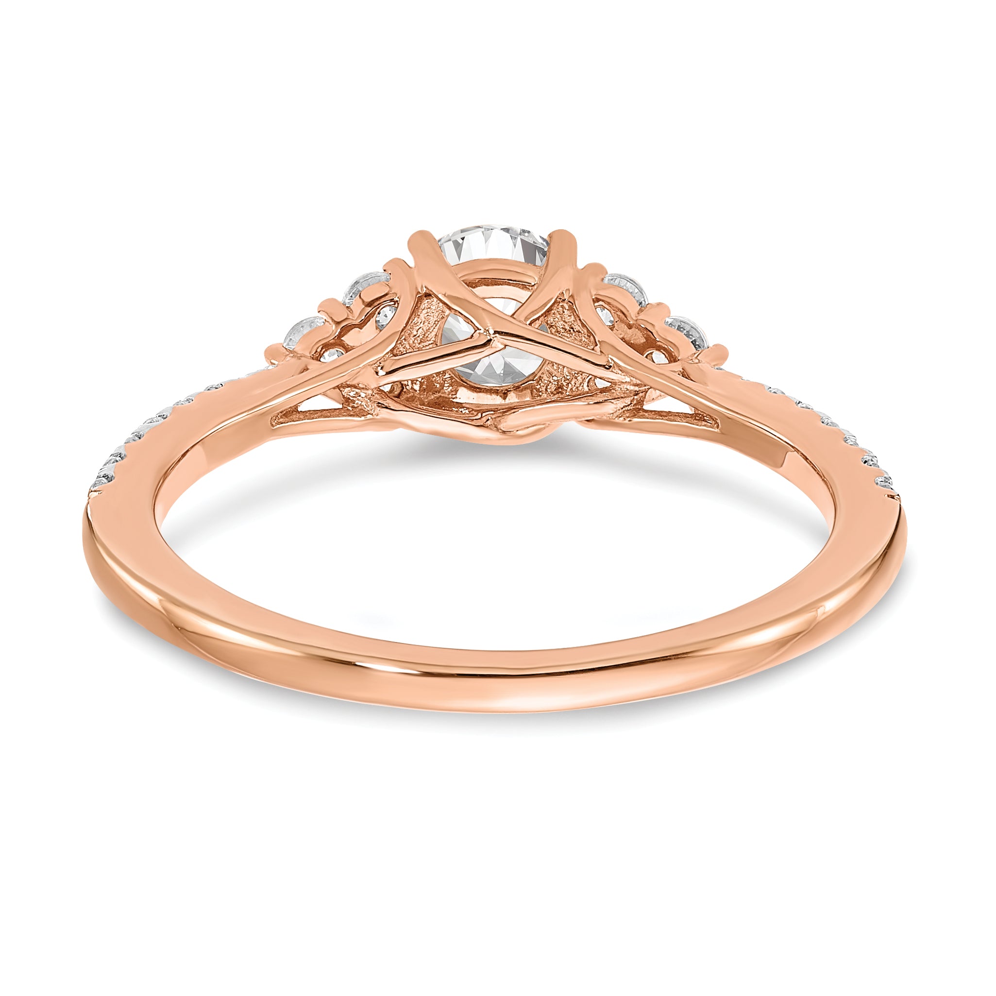 14k Rose Gold 3/4 carat Lab Grown Diamond VS/SI+ G+ Round Complete Shared Prong Engagement Ring