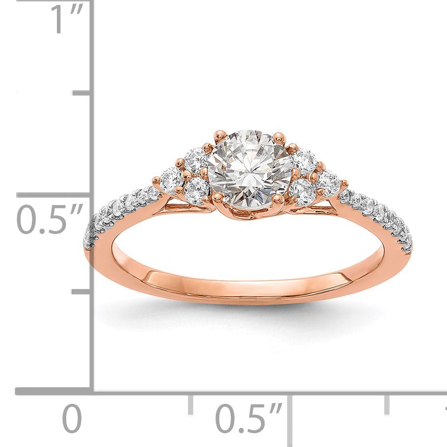 14k Rose Gold 3/4 carat Lab Grown Diamond VS/SI+ G+ Round Complete Shared Prong Engagement Ring