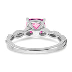 Sterling Silver Rhodium-plated Created Pink Sapphire and Diamond Ring