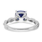 Sterling Silver Rhodium-plated Created Sapphire and Diamond Ring