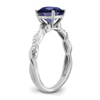Sterling Silver Rhodium-plated Created Sapphire and Diamond Ring