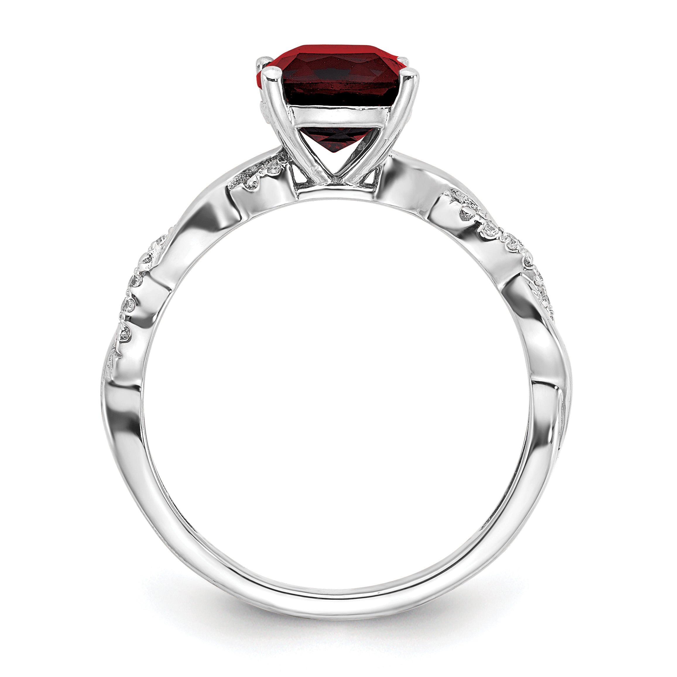 Sterling Silver Rhodium-plated Garnet and Diamond Ring Secondary image