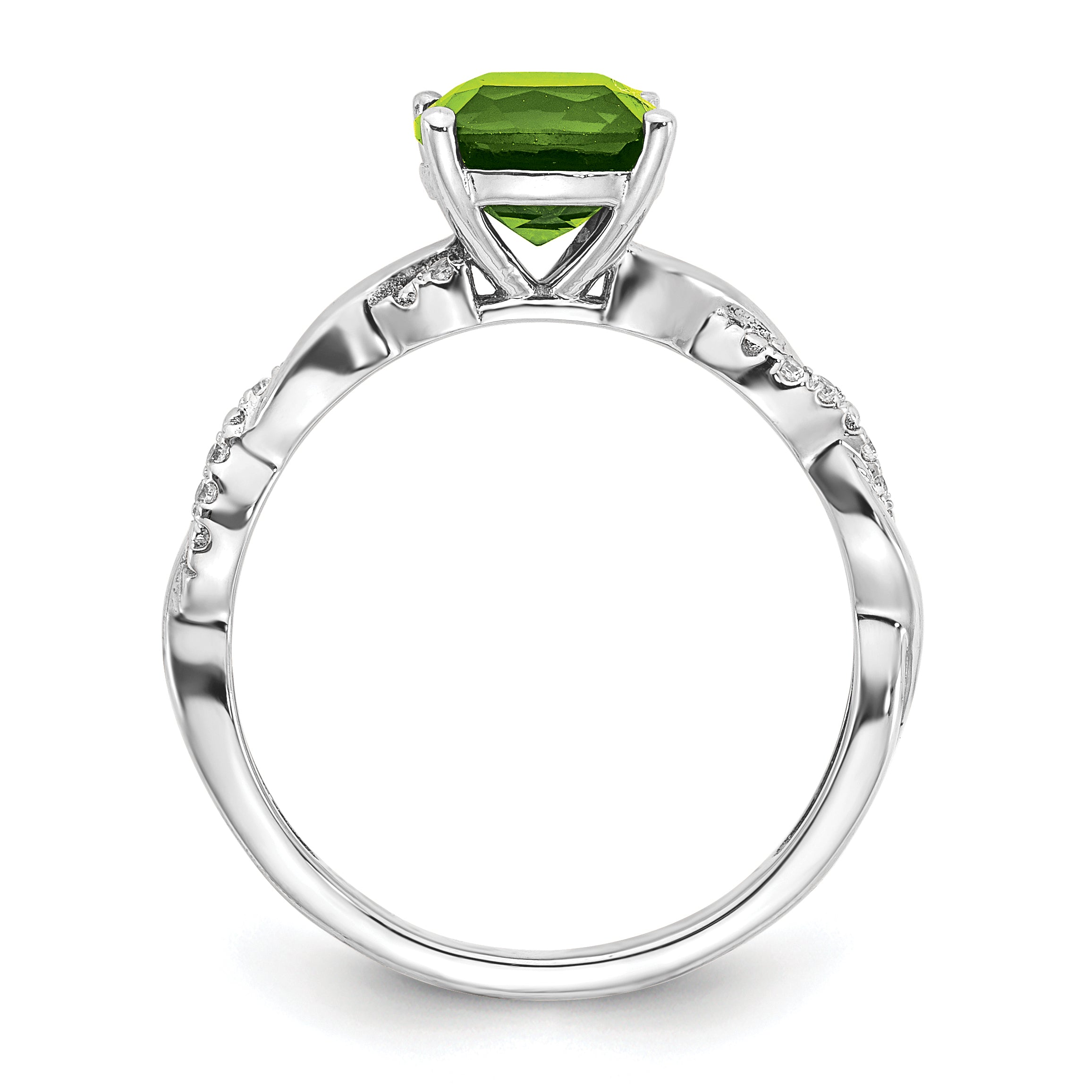 Sterling Silver Rhodium-plated Peridot and Diamond Ring Secondary image