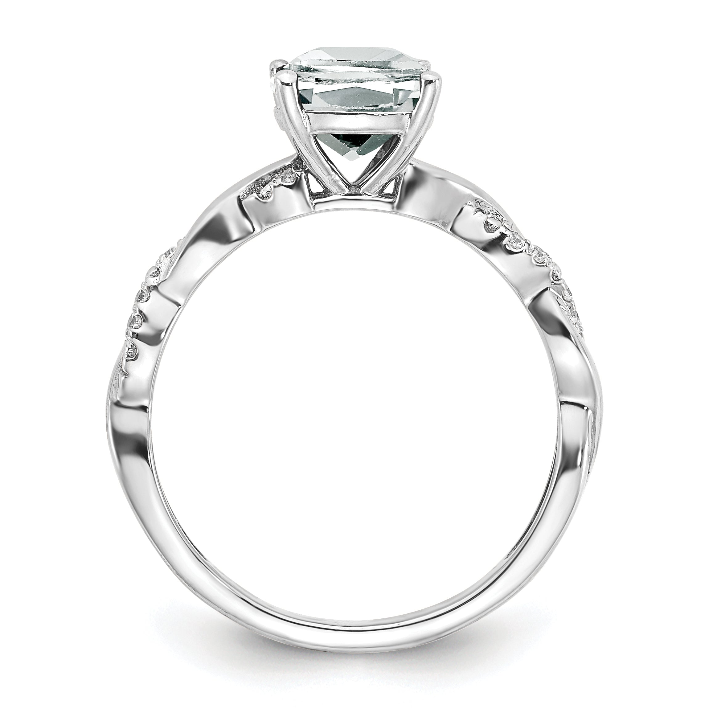 Sterling Silver Rhodium-plated White Topaz and Diamond Ring Secondary image