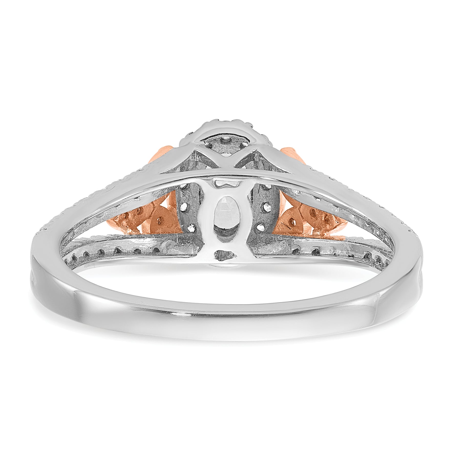 14k Two-tone Rose and White Gold 3/4 carat Lab Grown Diamond VS/SI+ G+ Oval Complete Halo Engagement Ring
