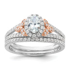 14k Two-tone Rose and White Gold 3/4 carat Lab Grown Diamond VS/SI+ G+ Oval Complete Halo Engagement Ring
