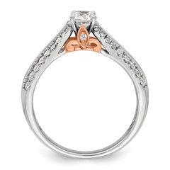 10k Two Tone Rose and White Gold 3/4 carat Lab Grown Diamond VS/SI+ G+ Round Complete Channel Set Shared Prong Engagement Ring