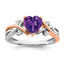 14k Two-tone Heart Amethyst and Diamond Ring