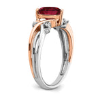 14k Two-tone Heart Created Ruby and Diamond Ring