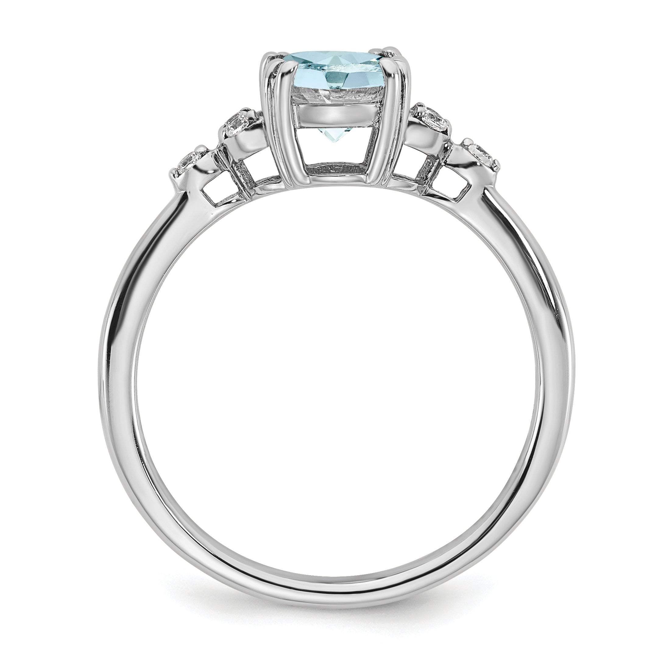 Sterling Silver Rhodium-plated Aquamarine and Diamond Ring Secondary image