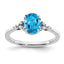 Sterling Silver Rhodium-plated Blue Topaz and Diamond Ring