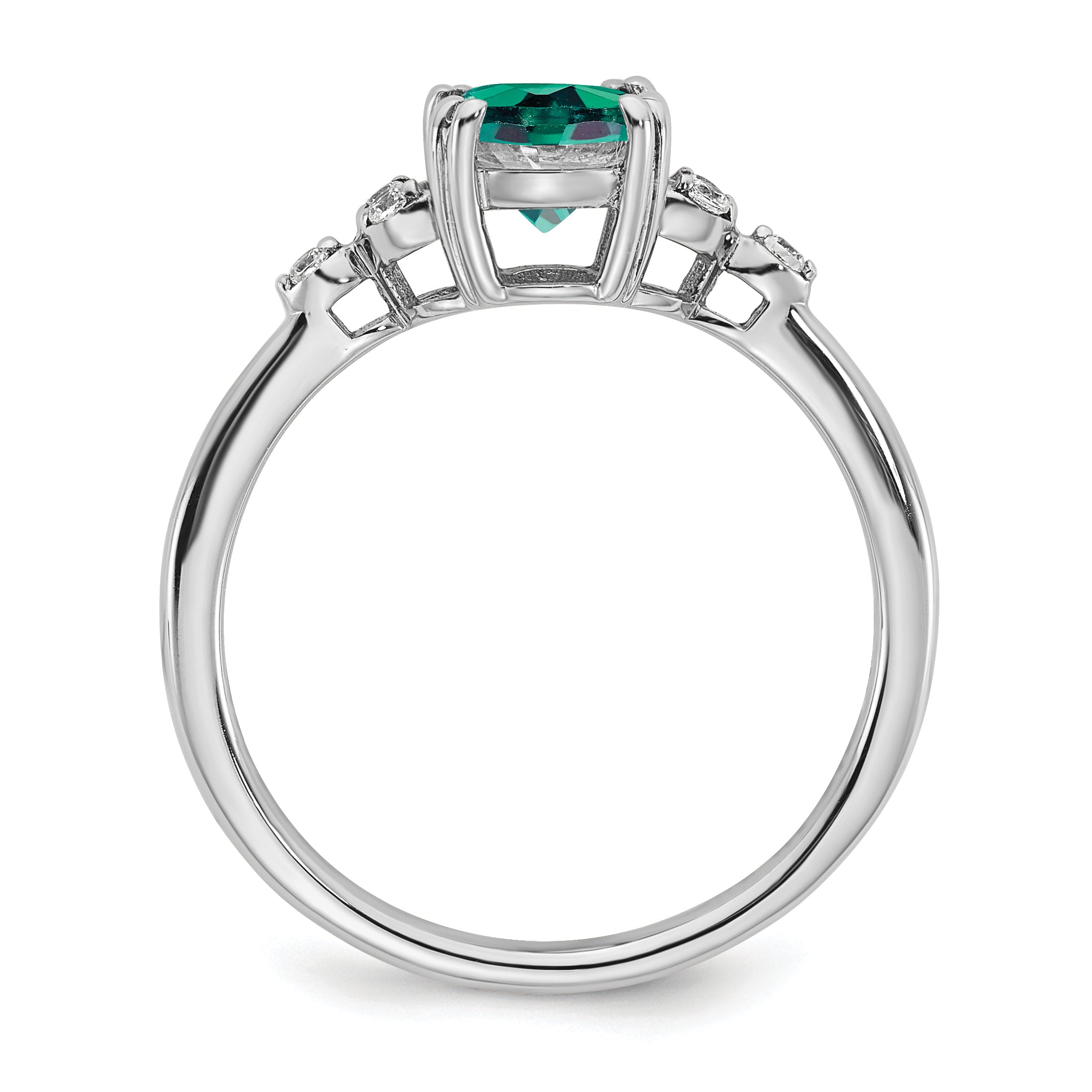 Sterling Silver Rhodium-plated Created Alexandrite and Diamond Ring Secondary image