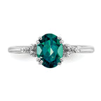 Sterling Silver Rhodium-plated Created Alexandrite and Diamond Ring