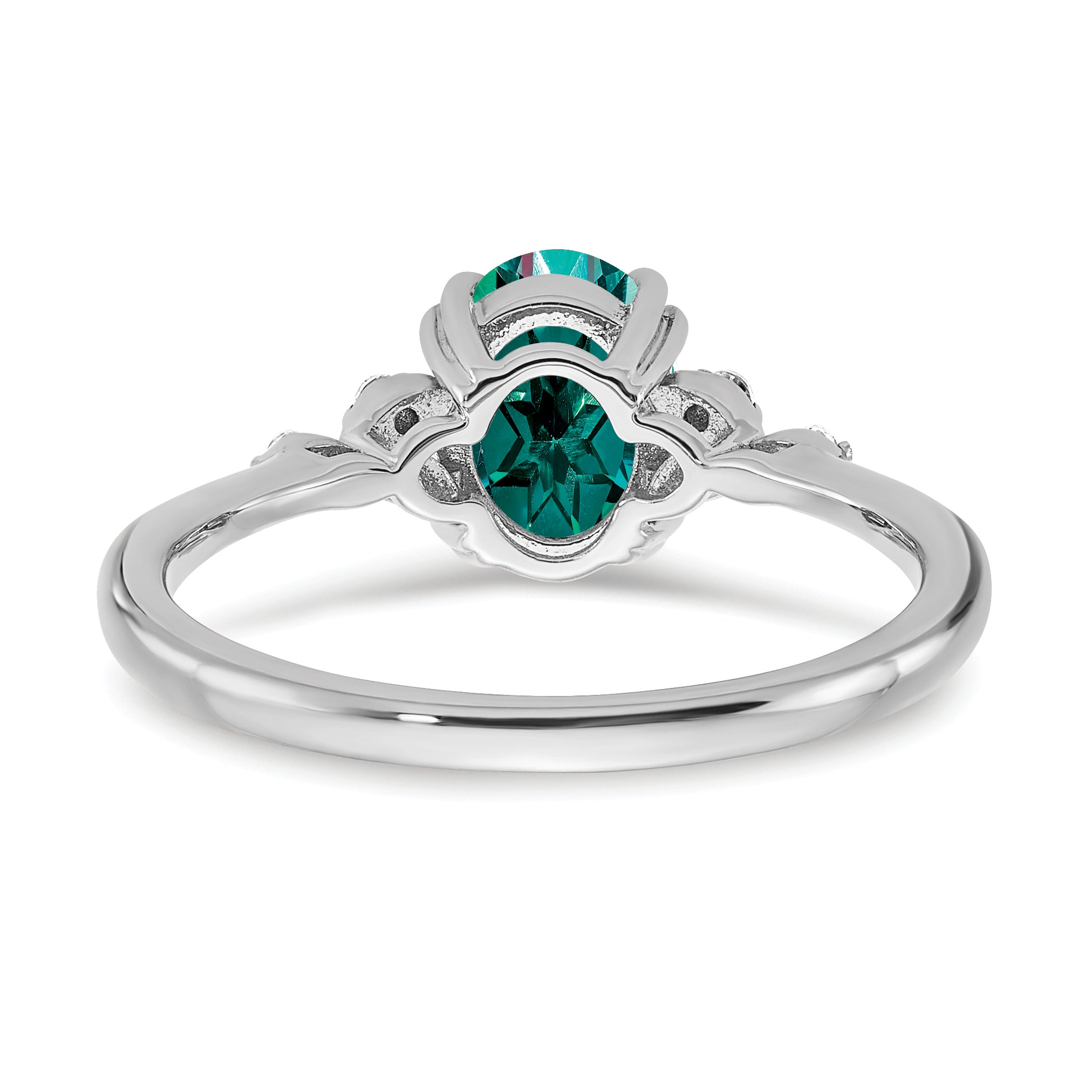 Sterling Silver Rhodium-plated Created Alexandrite and Diamond Ring