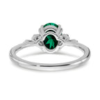 Sterling Silver Rhodium-plated Created Emerald and Diamond Ring