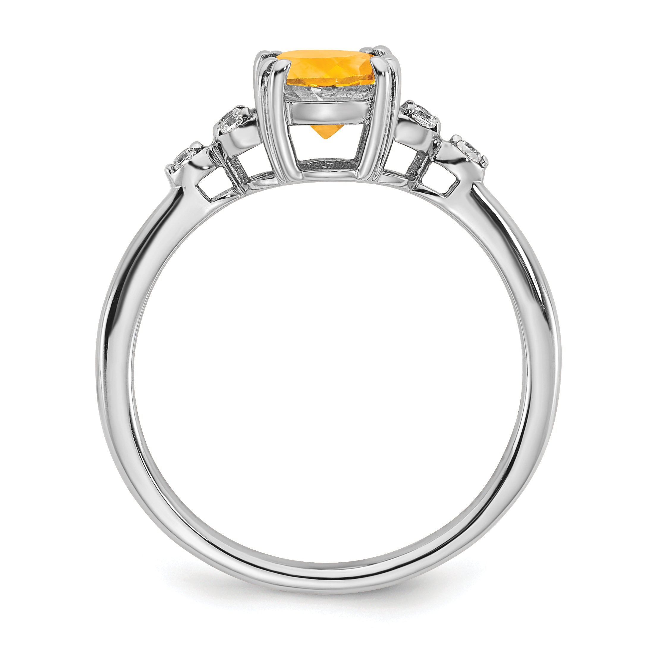 Sterling Silver Rhodium-plated Citrine and Diamond Ring Secondary image
