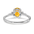 Sterling Silver Rhodium-plated Citrine and Diamond Ring