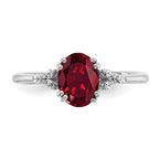 Sterling Silver Rhodium-plated Created Ruby and Diamond Ring