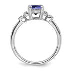 Sterling Silver Rhodium-plated Created Sapphire and Diamond Ring