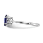 Sterling Silver Rhodium-plated Created Sapphire and Diamond Ring