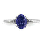 Sterling Silver Rhodium-plated Created Sapphire and Diamond Ring