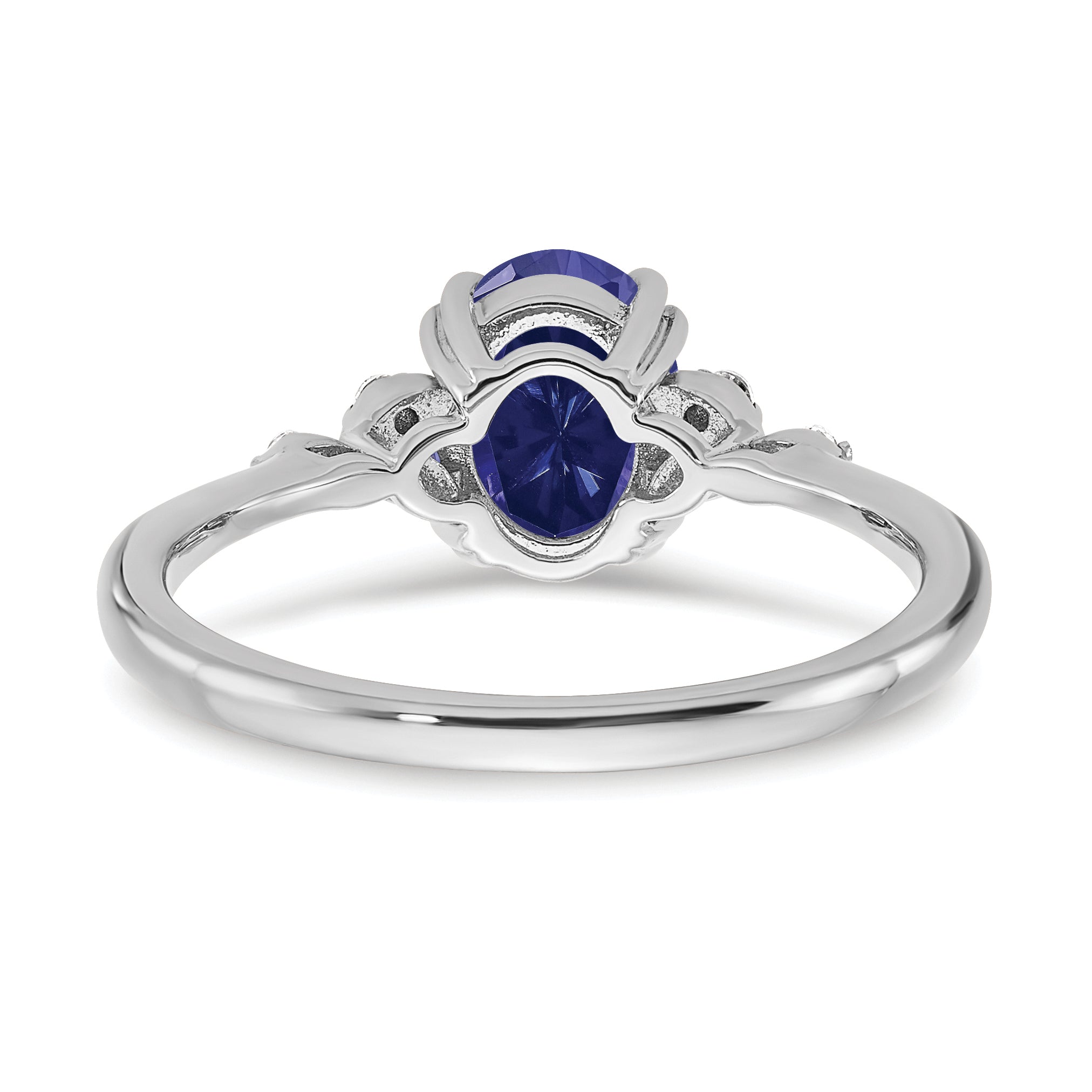 Sterling Silver Rhodium-plated Created Sapphire and Diamond Ring