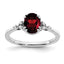 Sterling Silver Rhodium-plated Garnet and Diamond Ring