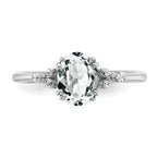 Sterling Silver Rhodium-plated White Topaz and Diamond Ring