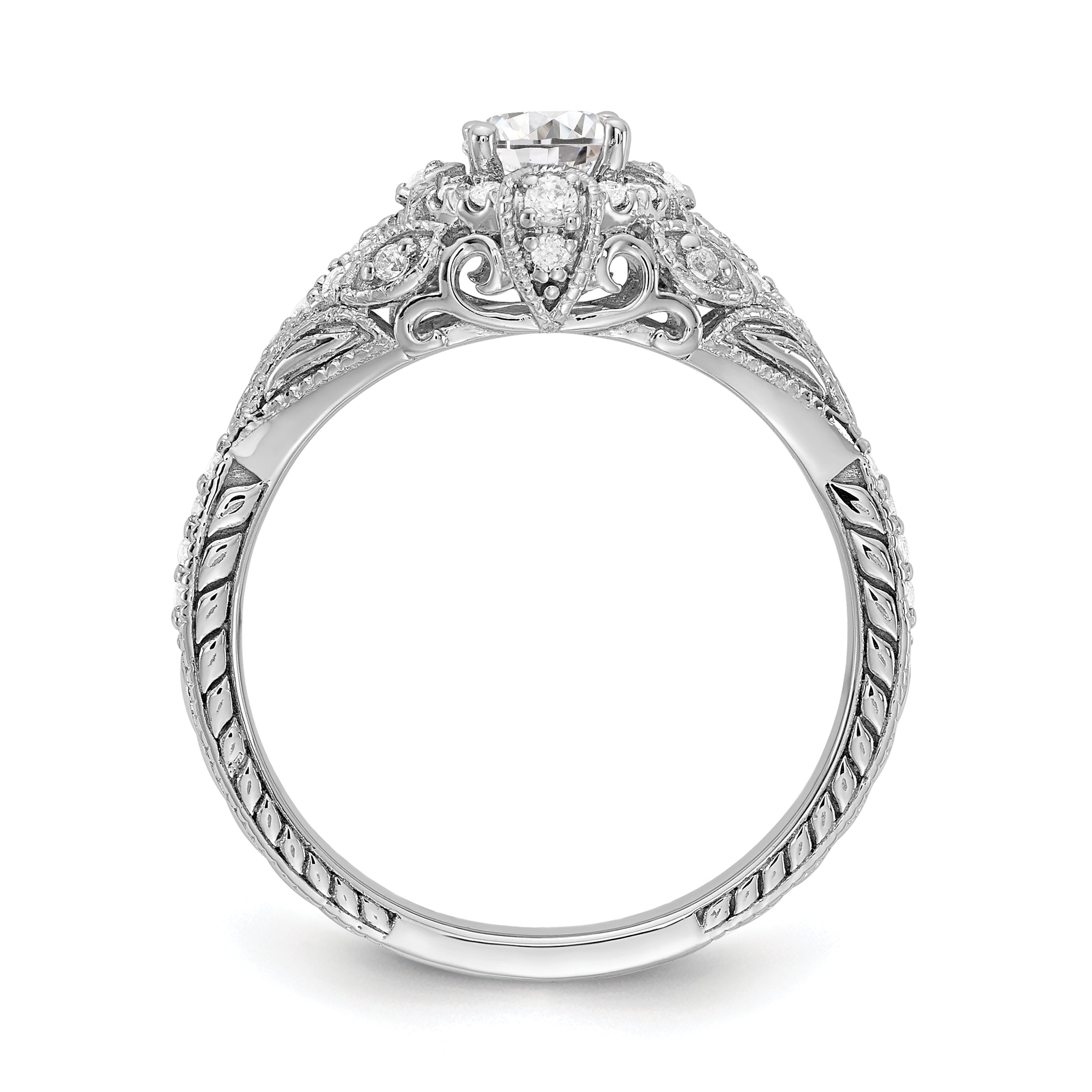 14k White Gold 5/8 carat Lab Grown Diamond VS/SI+ G+ Round Complete Shared Prong Engagement Ring