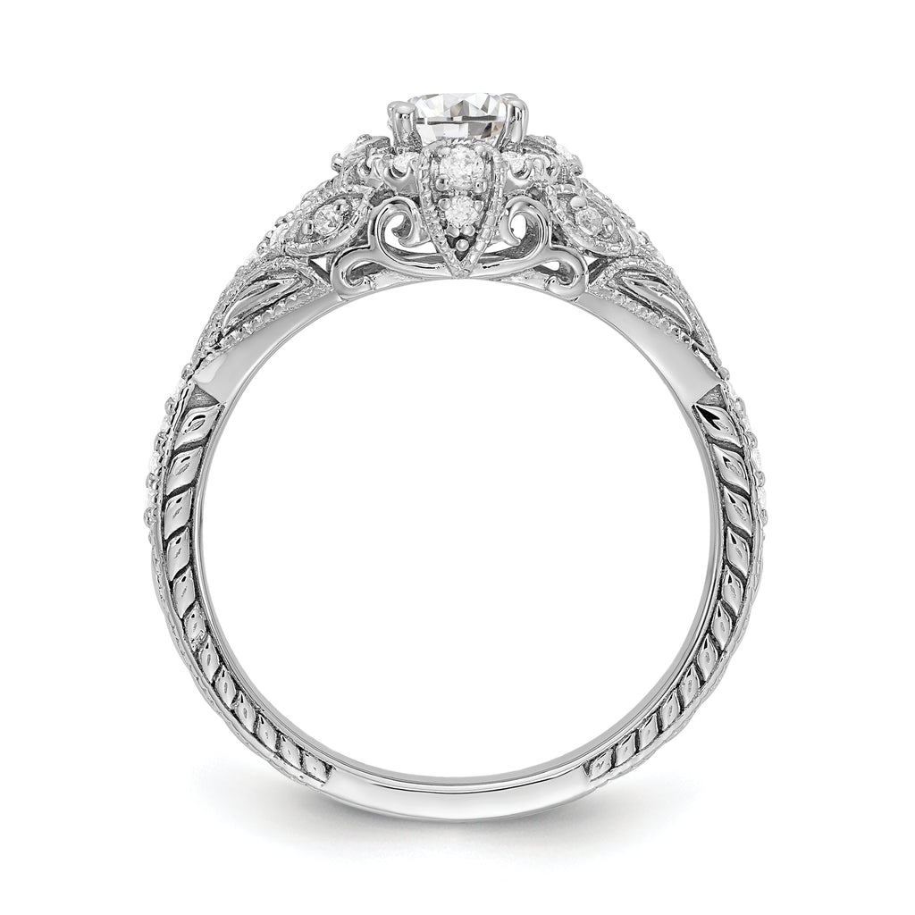 14k White Gold 5/8 carat Lab Grown Diamond VS/SI+ G+ Round Complete Shared Prong Engagement Ring