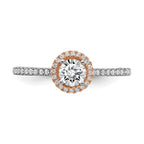 10k Two-Tone Rose and White Gold 1/2 carat Lab Grown Diamond VS/SI+ G+ Round Complete Halo Engagement Ring