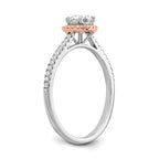 10k Two-Tone Rose and White Gold 1/2 carat Lab Grown Diamond VS/SI+ G+ Round Complete Halo Engagement Ring
