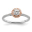 10k Two-Tone Rose and White Gold 1/2 carat Lab Grown Diamond VS/SI+ G+ Round Complete Halo Engagement Ring