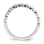 14k White Gold Emerald and Diamond Twist Band