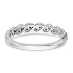 14k White Gold Emerald and Diamond Twist Band