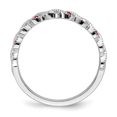 14k White Gold Ruby and Diamond Twist Band