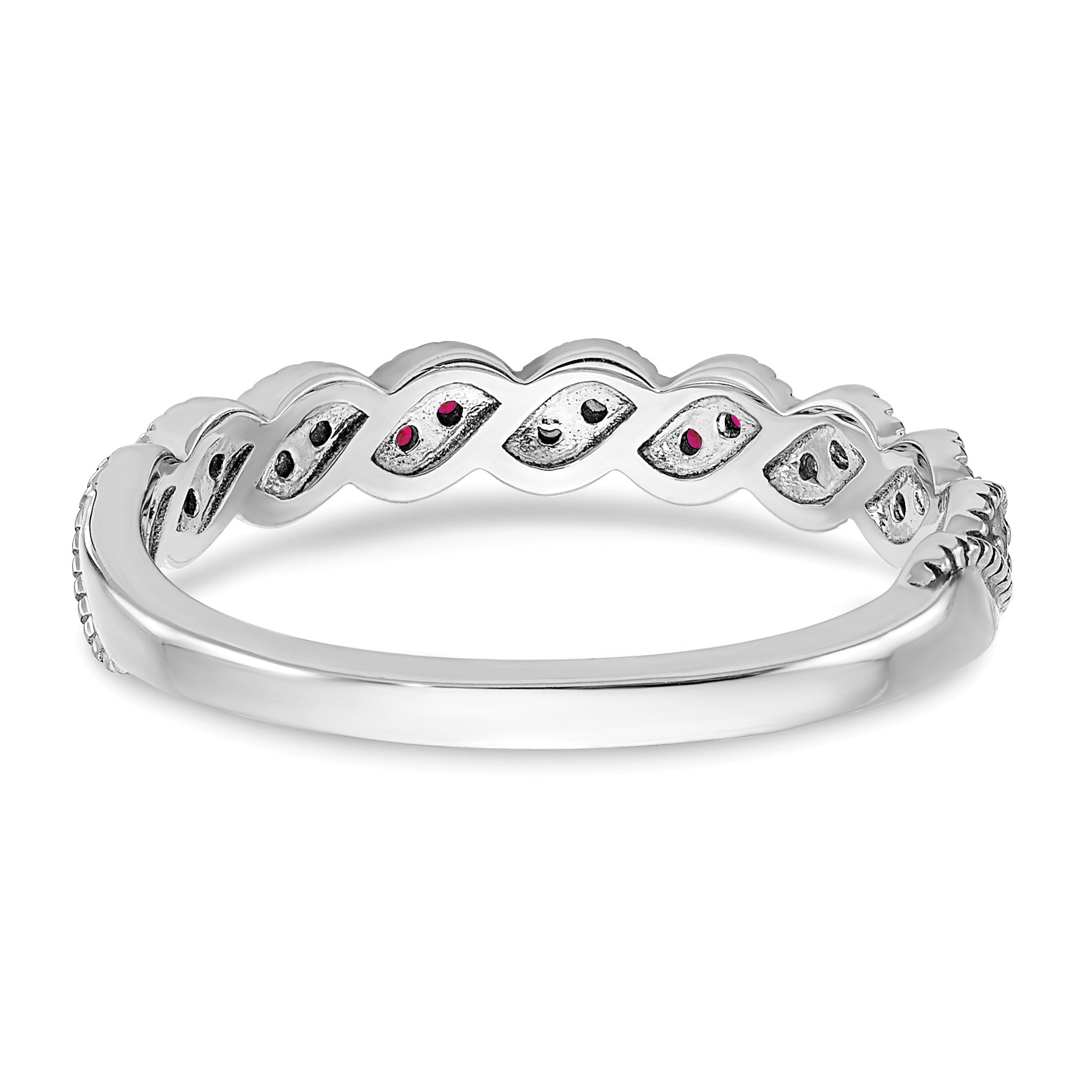 14k White Gold Ruby and Diamond Twist Band