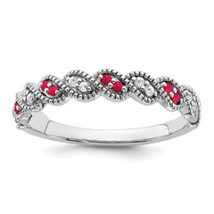 14k White Gold Ruby and Diamond Twist Band