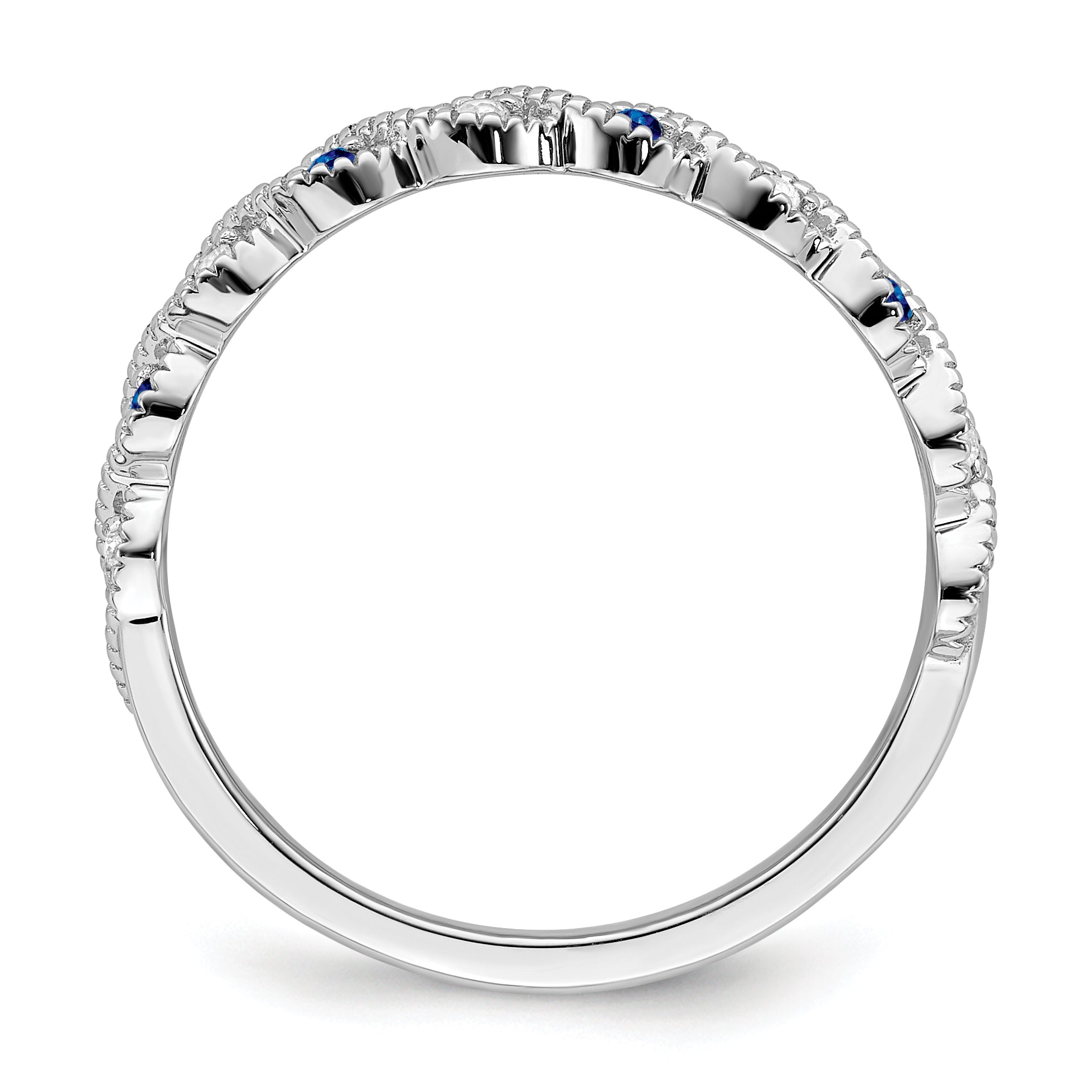 14k White Gold Sapphire and Diamond Twist Band