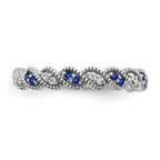 14k White Gold Sapphire and Diamond Twist Band