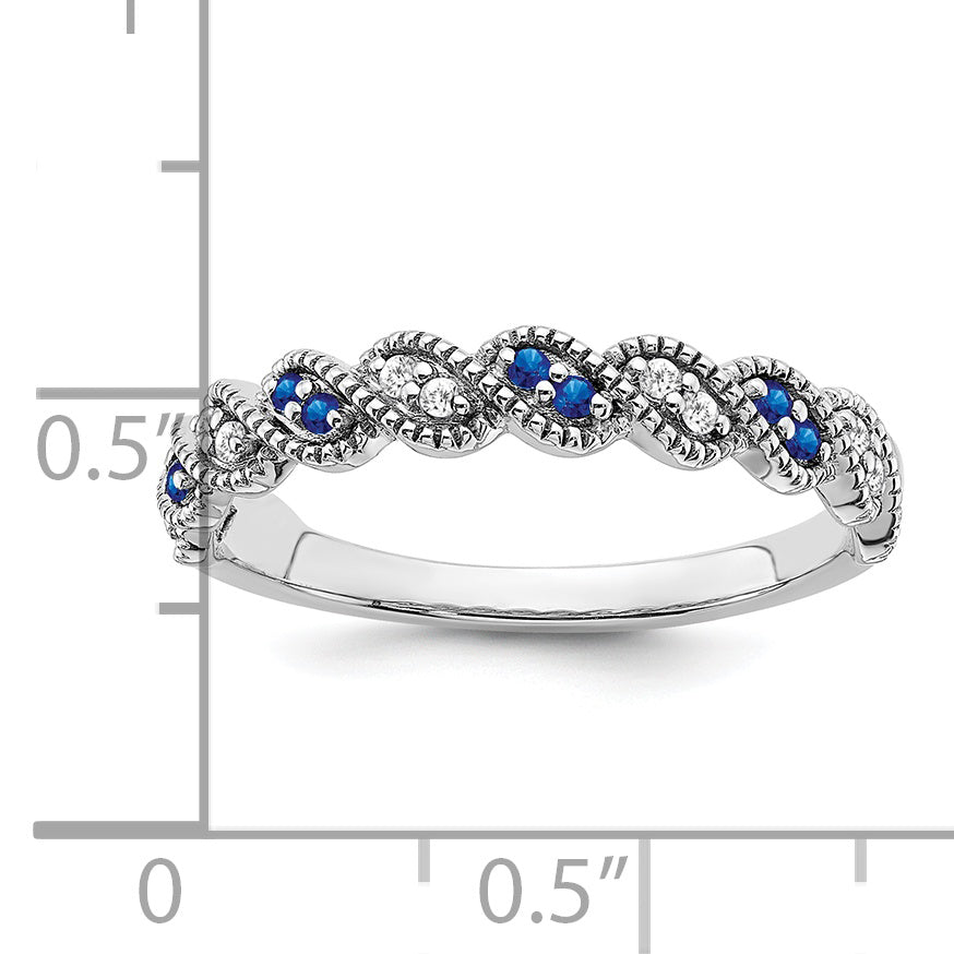 14k White Gold Sapphire and Diamond Twist Band