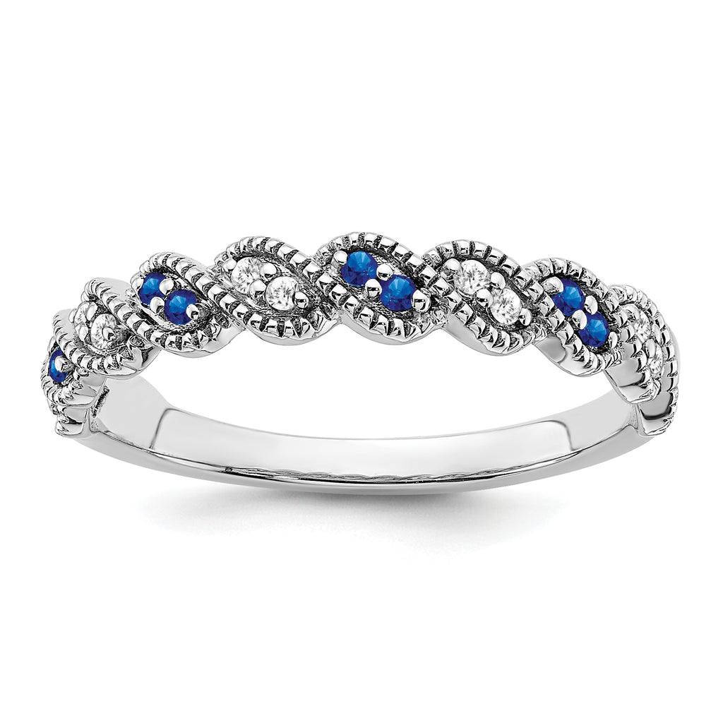14k White Gold Sapphire and Diamond Twist Band