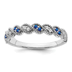 14k White Gold Sapphire and Diamond Twist Band