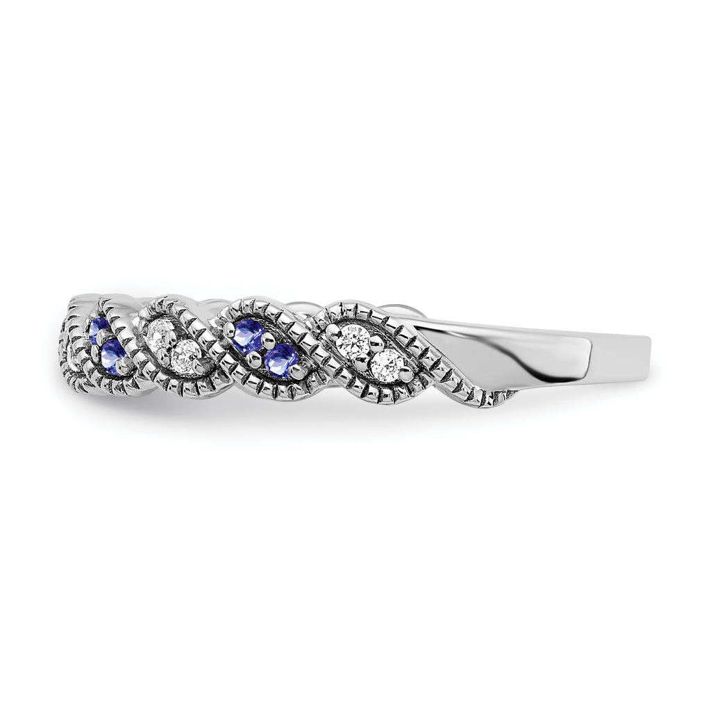 14k White Gold Tanzanite and Diamond Twist Band