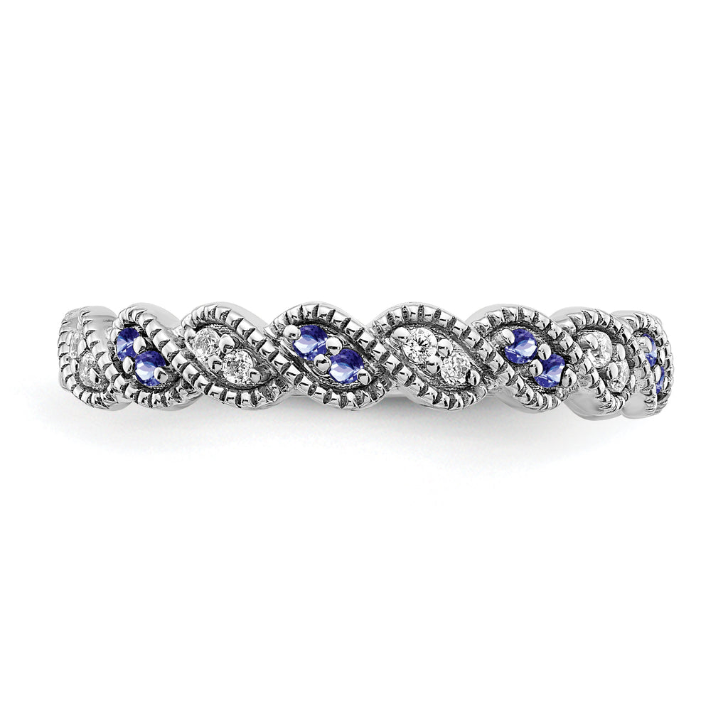 14k White Gold Tanzanite and Diamond Twist Band
