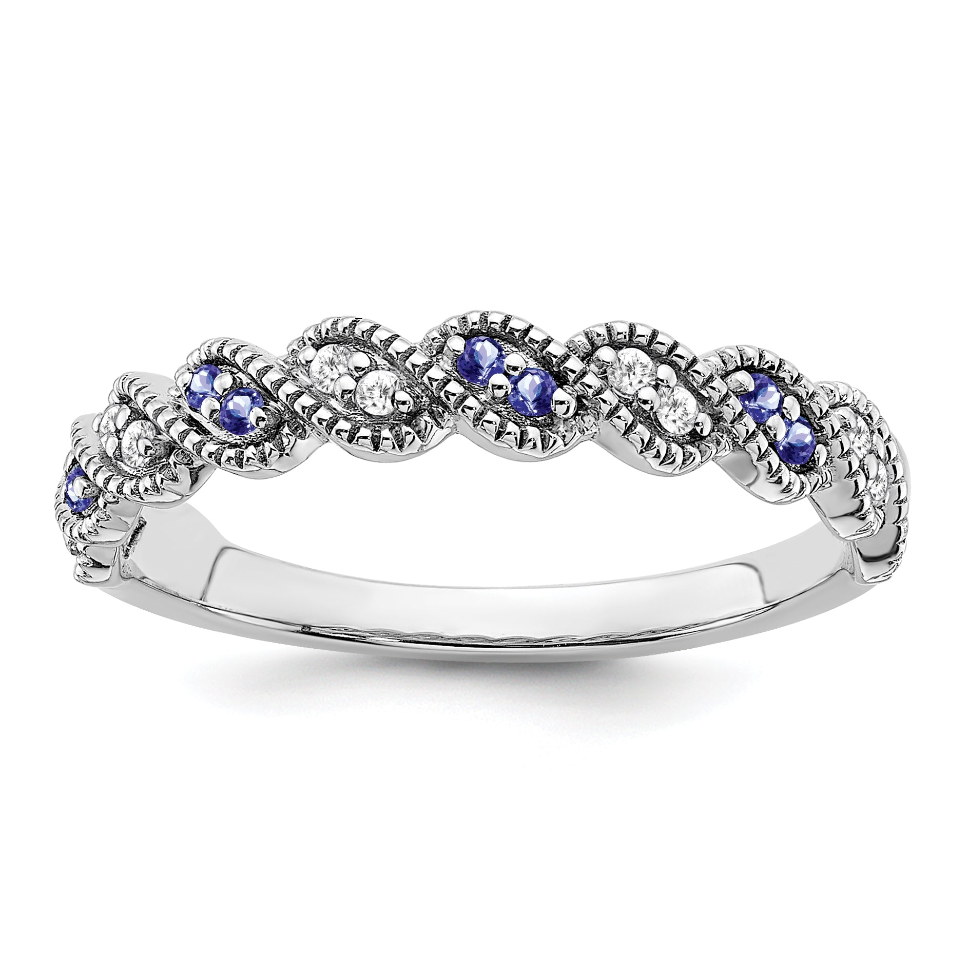 14k White Gold Tanzanite and Diamond Twist Band Main image